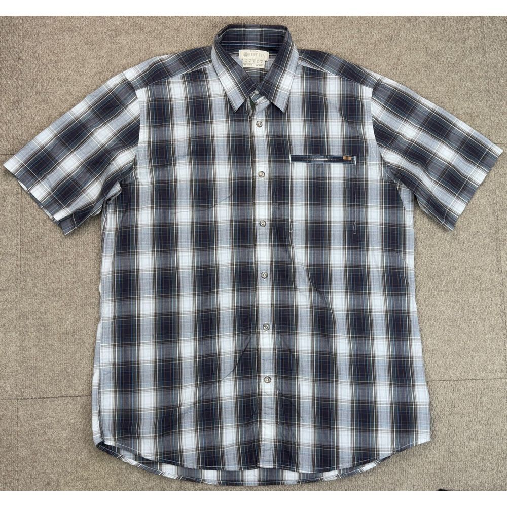 Beretta Men's Button Down Plaid Short Sleeve Shirt Size‎ Large